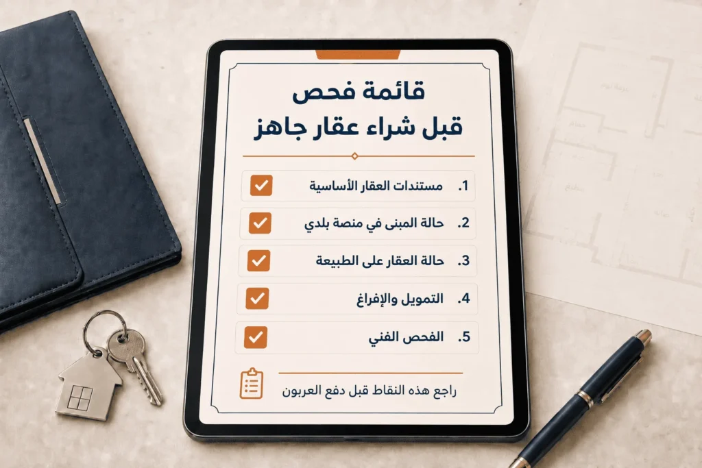 قائمة فحص مستندات العقار قبل دفع العربون