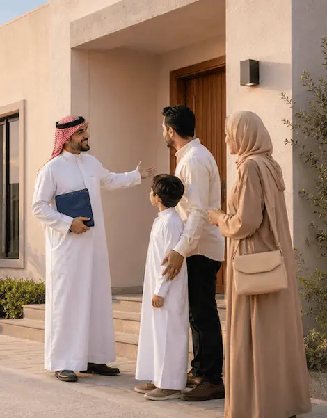 وسيط عقاري في جدة يساعد عائلة على اختيار عقار مناسب
